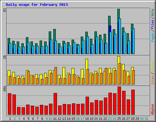 Daily usage for February 2013