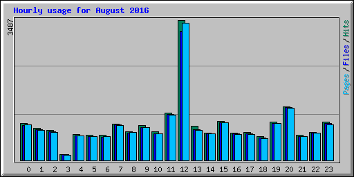 Hourly usage for August 2016